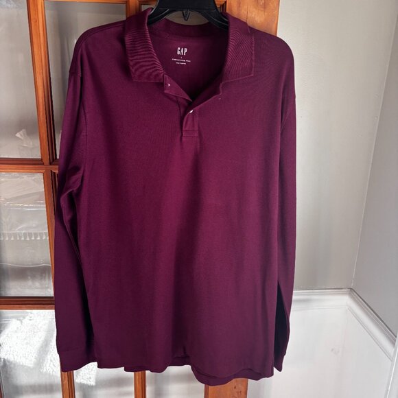 Gap Men's Stretch Pique Polo Shirt w/ long sleeves SZ: L - Picture 1 of 14